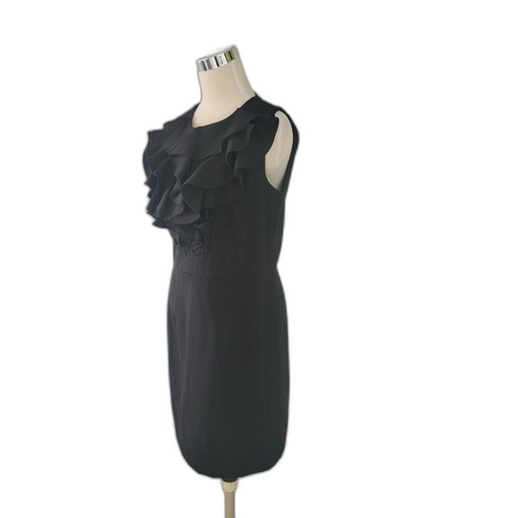 Emma & Michele Ruffle Front Sheath Black Dress Size 8 - Picture 7 of 11